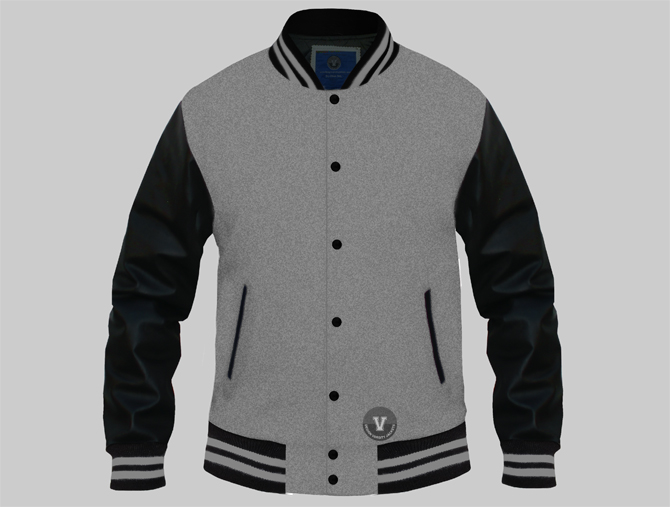 Custom-Letterman-Jackets-Grey-and-Black.jpg Varsity Jacket - Image 1
